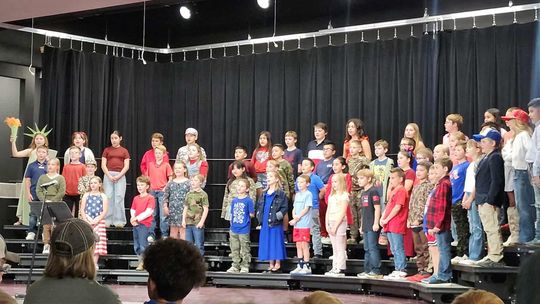 Fourth grade concert, WHS Fine Arts event shower area Veterans with appreciation