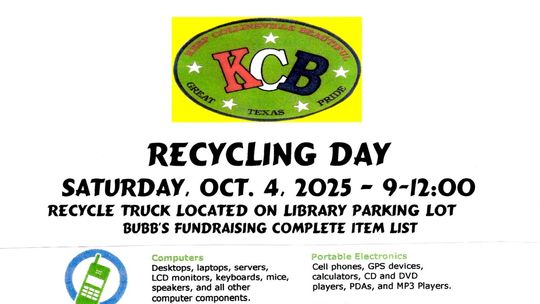 KCB Recycle Day set for October 4