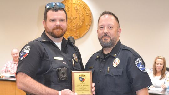 Kevin Dockery recognized for 16 years of service with Whitesboro Police Department
