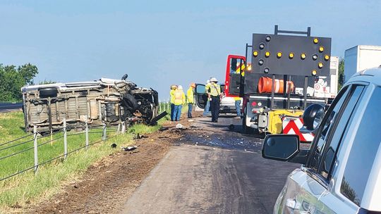 Rollover accident sends three to hospital