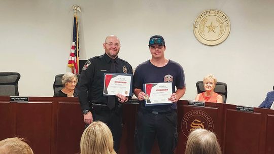 Southmayd Police Officer Barrett recognized with lifesaving awards