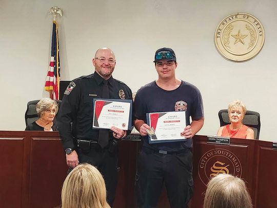 Southmayd Police Officer Barrett recognized with lifesaving awards