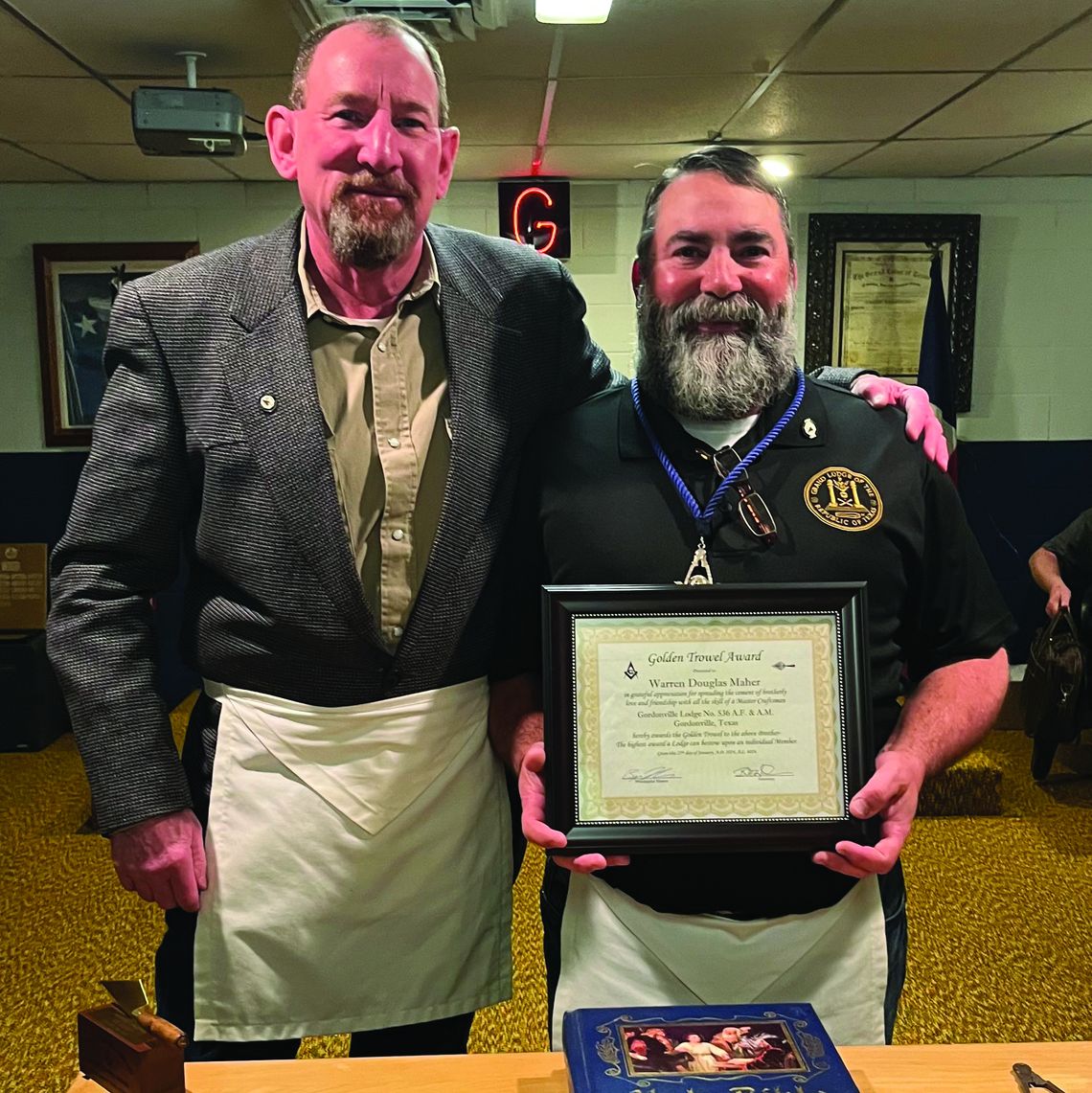 Gordonville Masons present Maher with coveted Golden Trowel award