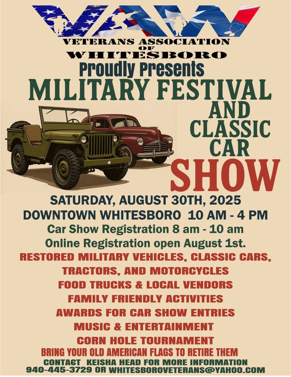 Plans moving forward for Aug. 30 VAW Military Festival, Car Show