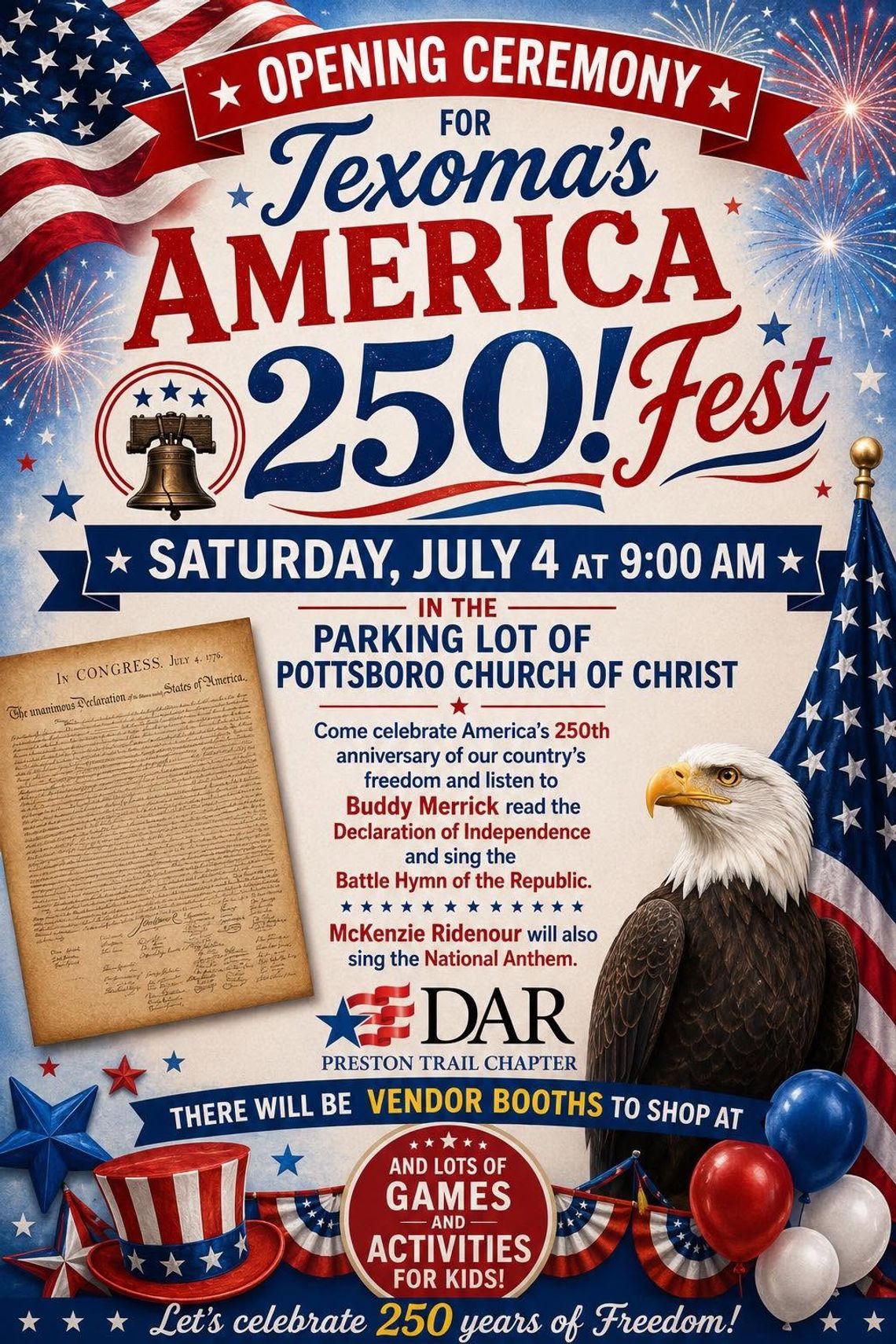 Preston Trail chapter, NSDAR to host Texoma’s America 250! Fest in Pottsboro Preston Trail chapter, NSDAR to host Texoma’s America 250! Fest in Pottsboro