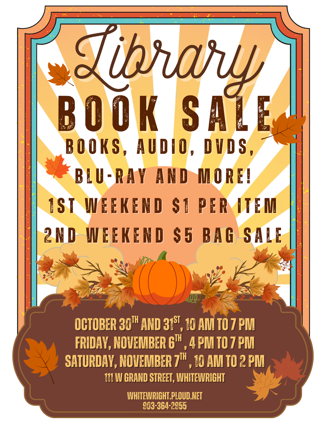Public Library Book Sale begins Oct. 30