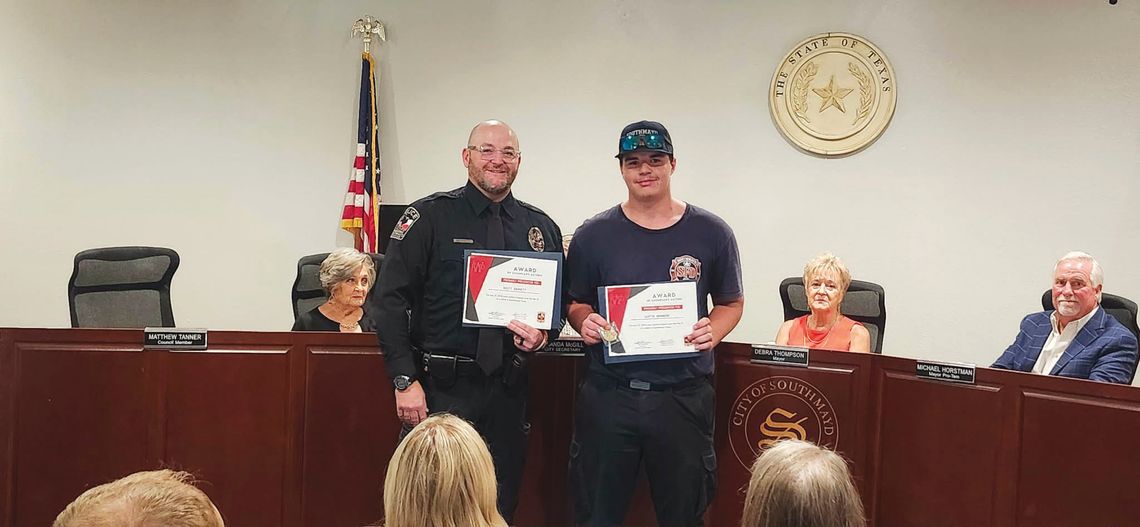 Southmayd Police Officer Barrett recognized with lifesaving awards