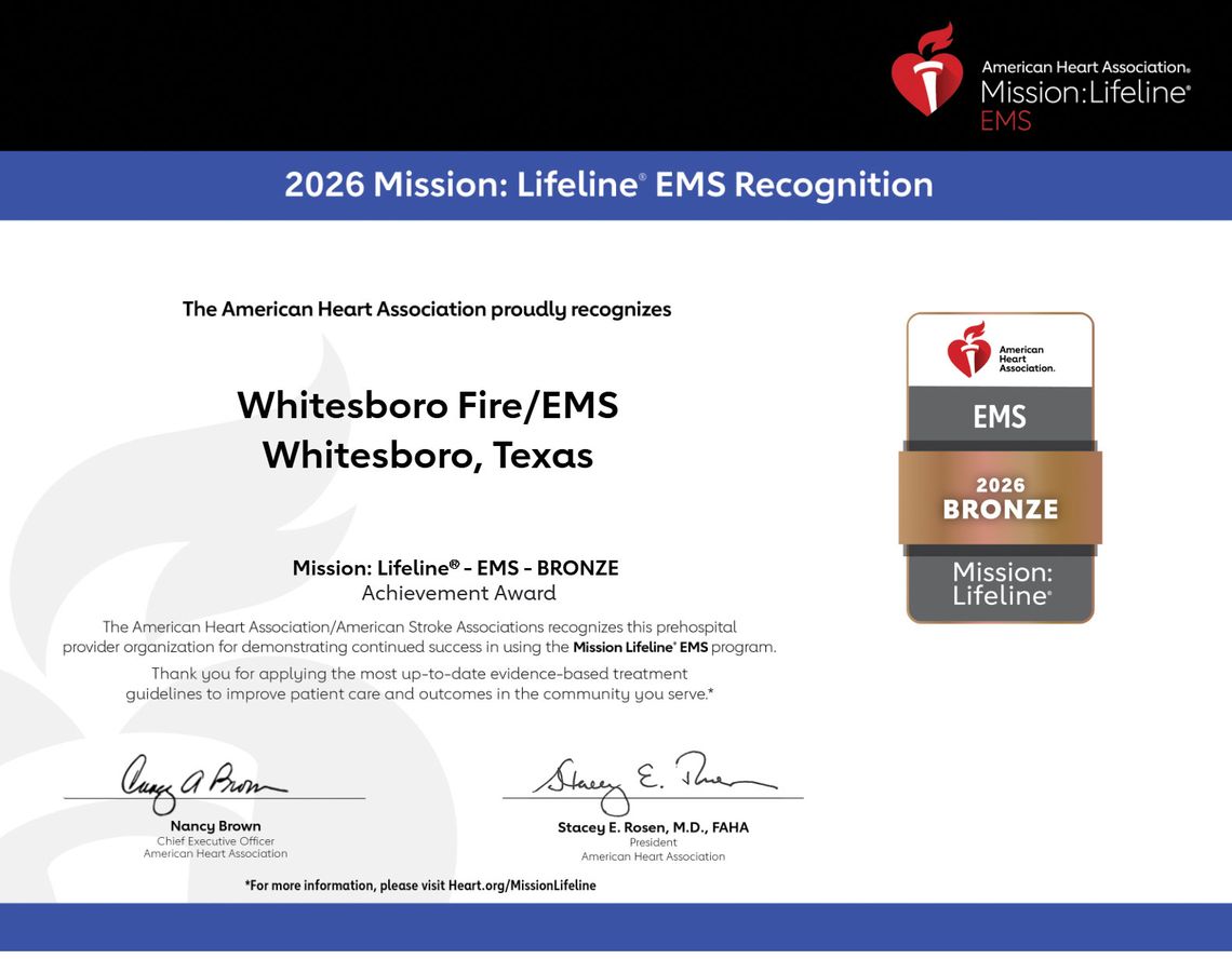 WFD/EMS nationally recognized for quality care for heart attacks, strokes
