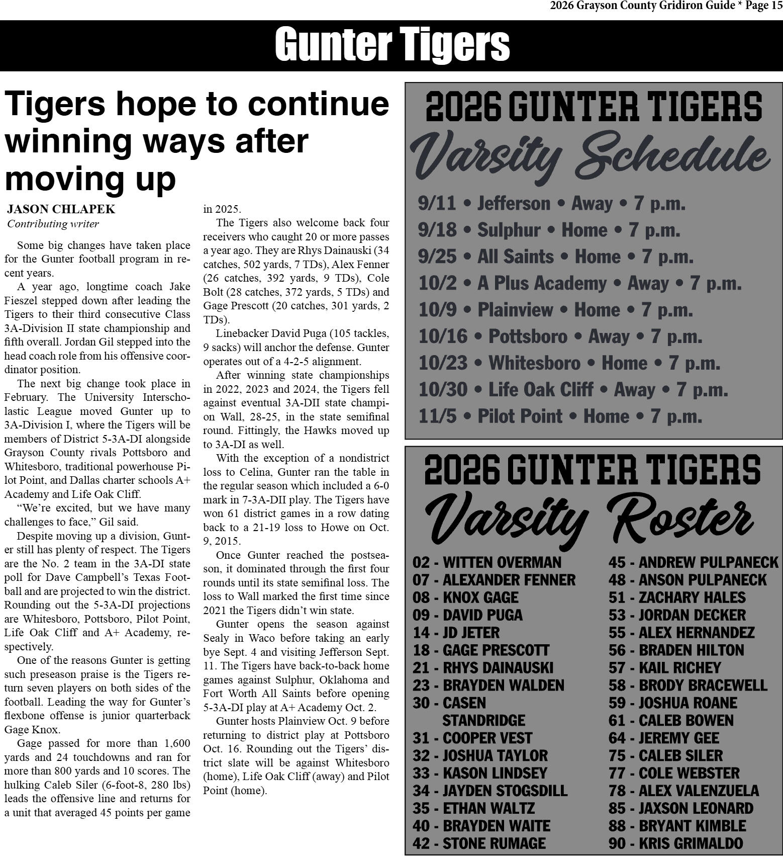 2026 Grayson County Gridiron Guide - page 15