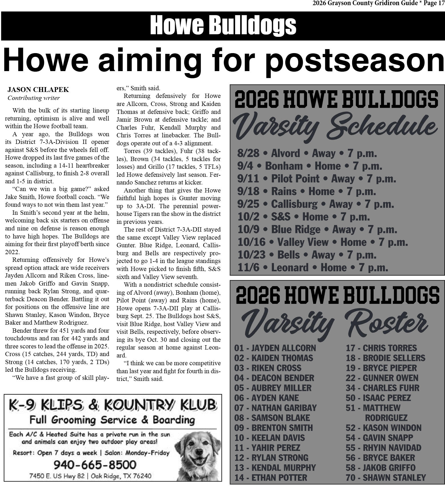 2026 Grayson County Gridiron Guide - page 17